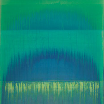 Painting titled "Green Over Blue (Ov…" by Simon Findlay, Original Artwork, Acrylic
