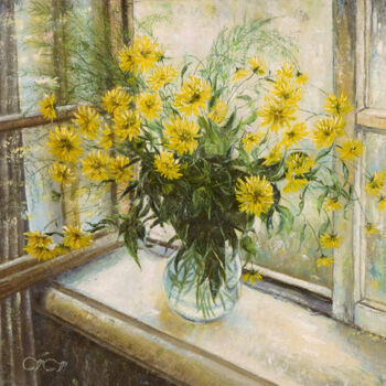Pittura intitolato ""Последний звонок"" da Artists 007, Opera d'arte originale, Olio