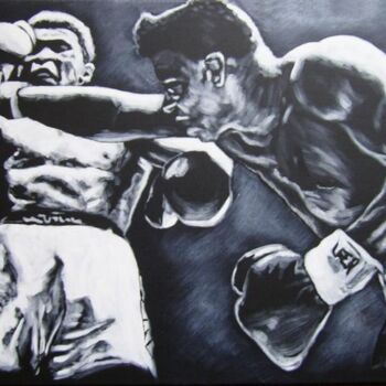 Painting titled "Les boxeurs." by Bruno Lemasson, Original Artwork, Acrylic Mounted on Wood Stretcher frame