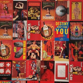 Collages intitulée "ROUGE 36" par Jean Pierre Avonts-Saint-Lager, Œuvre d'art originale, Collages Monté sur Panneau de bois
