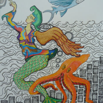 Dessin intitulée "Emancipation" par Aurélie Sarrazin, Œuvre d'art originale, Encre
