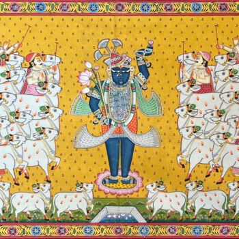 「Pichwai Painting (…」というタイトルの絵画 Kailesh Jeeによって, オリジナルのアートワーク, アクリル