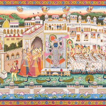 「Pichwai Painting (…」というタイトルの絵画 Kailesh Jeeによって, オリジナルのアートワーク, アクリル
