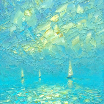 Painting titled "Sea 19" by Dmitry Oleyn, Original Artwork, Oil Mounted on Wood Stretcher frame