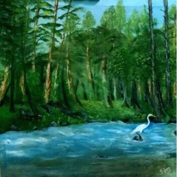 Schilderij getiteld "Nature lives with us" door Oriental Empyrean - The Art Gallery, Origineel Kunstwerk, Olie