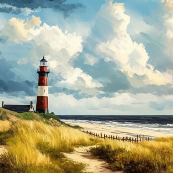 Arts numériques intitulée "Lighthouse at the N…" par Kenny Landis, Œuvre d'art originale, Image générée par l'IA