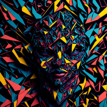 Grafika cyfrowa / sztuka generowana cyfrowo zatytułowany „Psychedelic Face #1” autorstwa Kenny Landis, Oryginalna praca, Obr…