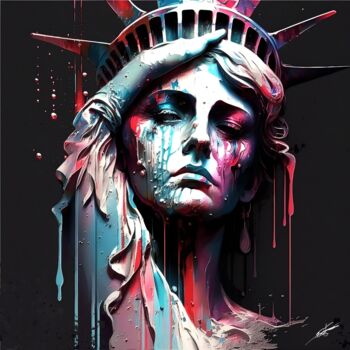 Digital Arts titled "Liberté déchue" by Frédéric Font (Chroma), Original Artwork, Digital Painting Mounted on Wood Stretcher…