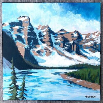 绘画 标题为“Moraine Lake, Alber…” 由Gurvan Beubry, 原创艺术品, 丙烯 安装在木质担架架上