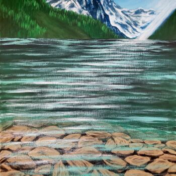 Painting titled "Statlu Lake" by Yongqiang Xu, Original Artwork, Acrylic