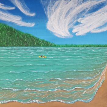 Painting titled "Hayward Lake" by Yongqiang Xu, Original Artwork, Acrylic