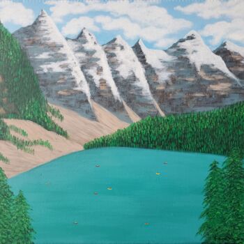 Painting titled "Moraine Lake" by Yongqiang Xu, Original Artwork, Acrylic