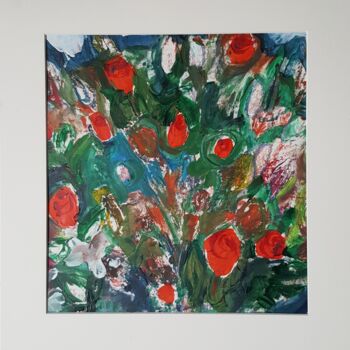 Pintura titulada "FLORAISON DE ROSES" por Mchartrie, Obra de arte original, Acrílico