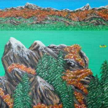 Painting titled "Lake Tour in Late A…" by Yongqiang Xu, Original Artwork, Acrylic