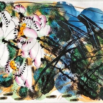 Malerei mit dem Titel "Zen mind in the pea…" von Dayou Lu, Original-Kunstwerk, Pigmente