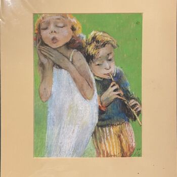 Peinture intitulée "La chanson" par André Sofine, Œuvre d'art originale, Pastel