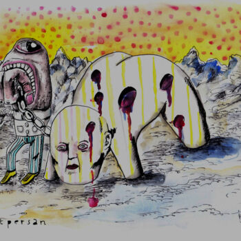제목이 "Chat Persan"인 그림 Patrick Jannin로, 원작, 잉크