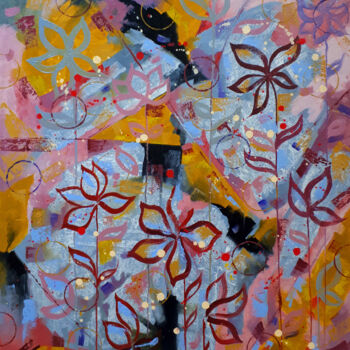 Painting titled "In flowers" by Serhii Voichenko, Original Artwork, Oil