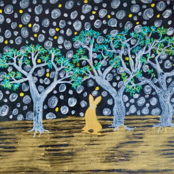 Peinture intitulée "Lièvre fantastique" par Georges Lievre, Œuvre d'art originale, Acrylique