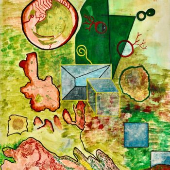 Peinture intitulée "Chien, lapin, souris" par Georges Lievre, Œuvre d'art originale, Acrylique