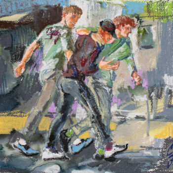 Dessin intitulée "Fun walk." par Sergey Sovkov, Œuvre d'art originale, Pastel