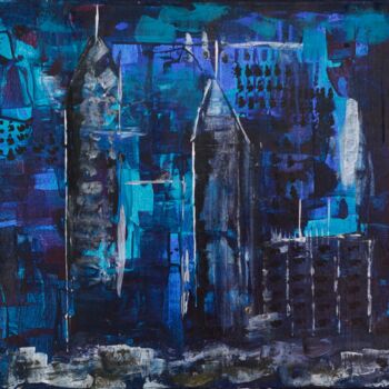 Peinture intitulée "Newyork la nuit" par Georges Lievre, Œuvre d'art originale, Acrylique