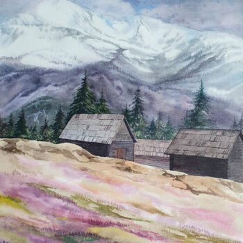 Картина под названием "Early spring in the…" - Svitlana Natarova, Подлинное произведение искусства, Акварель
