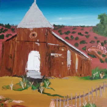 Pintura intitulada ""Ghost Town Church"" por Don David Young (dondavid), Obras de arte originais, Óleo