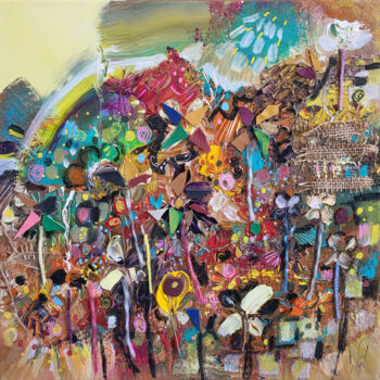 Peinture intitulée "Jachère en naissance" par Muriel Cayet, Œuvre d'art originale, Acrylique Monté sur Châssis en bois