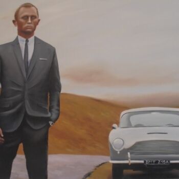 「DANIEL CRAIG (James…」というタイトルの絵画 Liubov Aristovaによって, オリジナルのアートワーク, オイル
