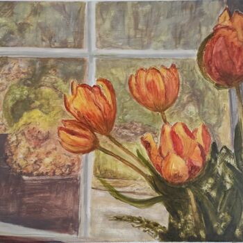 Malerei mit dem Titel "Tulipes" von Pascal Bourgouin, Original-Kunstwerk, Öl