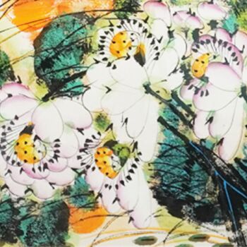 Peinture intitulée "Rhythm of the Lotus…" par Dayou Lu, Œuvre d'art originale, Pigments