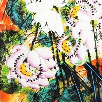 「Fragrance of lotus…」というタイトルの絵画 Dayou Luによって, オリジナルのアートワーク, 顔料