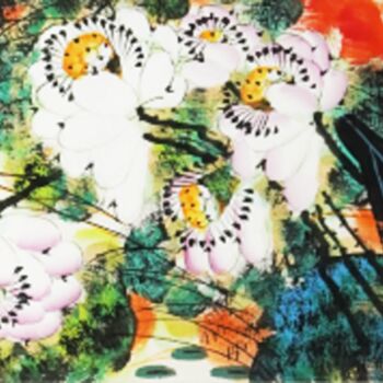 Malerei mit dem Titel "Rhythm of the Lotus…" von Dayou Lu, Original-Kunstwerk, Pigmente
