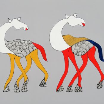 Malerei mit dem Titel "lin & mali" von Dr. Katharina Zlöbl, Original-Kunstwerk, Acryl Auf Keilrahmen aus Holz montiert