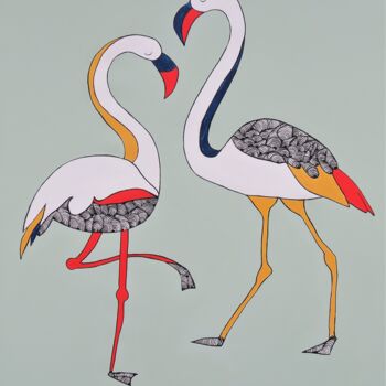 Malerei mit dem Titel "nahla & lippy" von Dr. Katharina Zlöbl, Original-Kunstwerk, Acryl Auf Keilrahmen aus Holz montiert