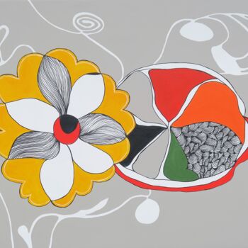 Malerei mit dem Titel "sun queen" von Dr. Katharina Zlöbl, Original-Kunstwerk, Acryl Auf Keilrahmen aus Holz montiert