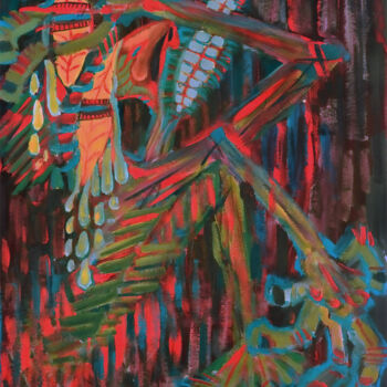 Pintura intitulada "Ate the devil pepper" por Lin Chen Zhong Xun (Linchen Chung Hsun), Obras de arte originais, Pigmentos