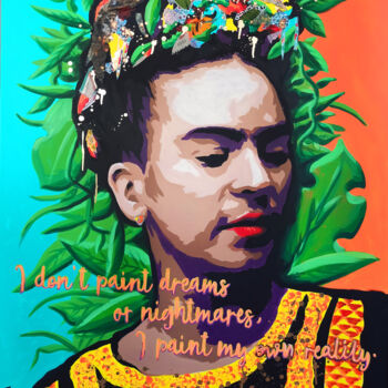 Pittura intitolato "Frida Kahlo" da Clémence Powney, Opera d'arte originale, Acrilico