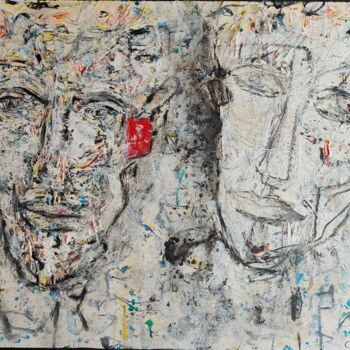Peinture intitulée "L'altru" par Catali, Œuvre d'art originale, Encre Monté sur Châssis en bois