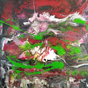 Painting titled "Volcanique" by Mahé Ros, Original Artwork, Acrylic Mounted on Wood Stretcher frame