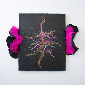 Art textile intitulée "RoZ46" par Andreea Talpeanu, Œuvre d'art originale, Acrylique Monté sur Châssis en bois