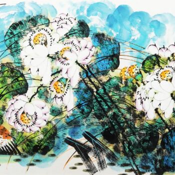 Painting titled "Peaceful in the lot…" by Dayou Lu, Original Artwork, Pigments