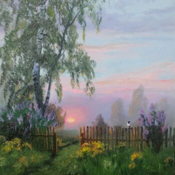 Painting titled "Летний вечер" by Natalia Beliakova, Original Artwork, Oil