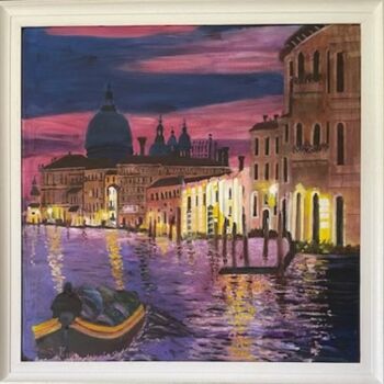 Peinture intitulée "B73. Le Grand Canal…" par Lucien Dufour, Œuvre d'art originale, Huile Monté sur Châssis en bois