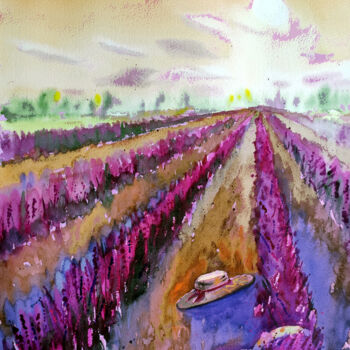 "Lavender field" başlıklı Dijital Sanat Irina Shilina Canvas tarafından, Orijinal sanat, Suluboya