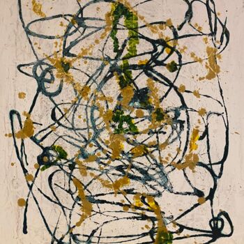 Painting titled "GREENLINE" by Sandra Ballve, Original Artwork, Acrylic Mounted on Wood Stretcher frame