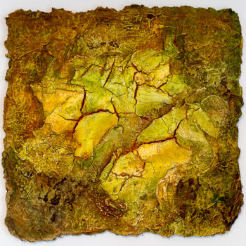 Malerei mit dem Titel "Aufschrei * Outcry" von Jutta Blühberger, Original-Kunstwerk, Pigmente Auf Holzplatte montiert