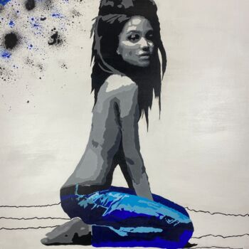 Painting titled "Blue" by Seven Minutes, Original Artwork, Acrylic