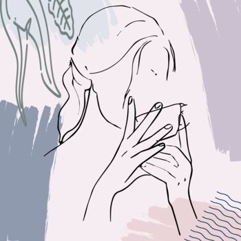 Цифровое искусство под названием "Line art woman drin…" - Mounir Khalfouf, Подлинное произведение искусства, 2D Цифровая Раб…